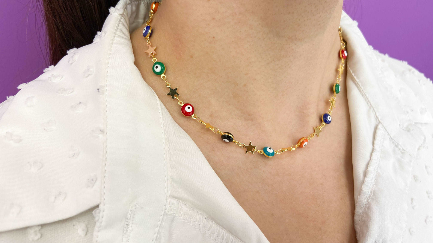 Choker ojos colores con Estrellas