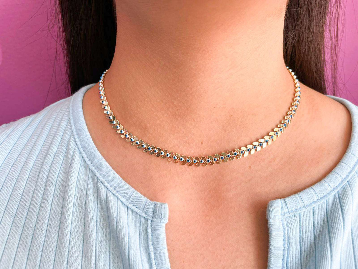 Choker flecha con ojo azul mini