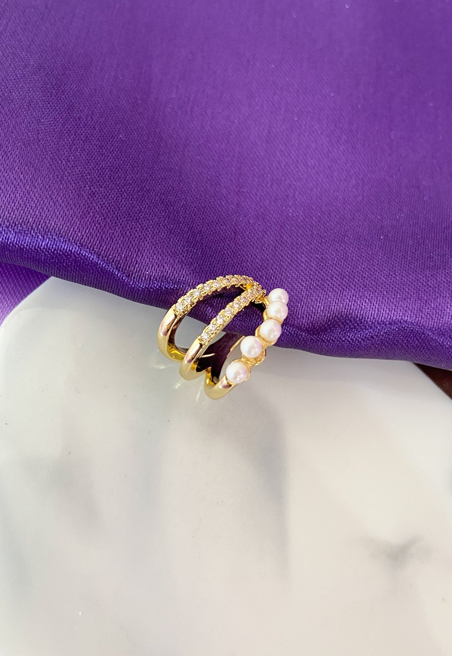 Earcuff triple perlas Zirconia #29