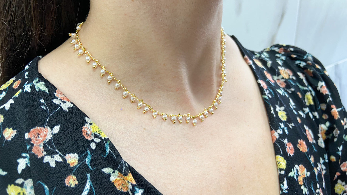 Choker perlas chicas colgantes #M12.2