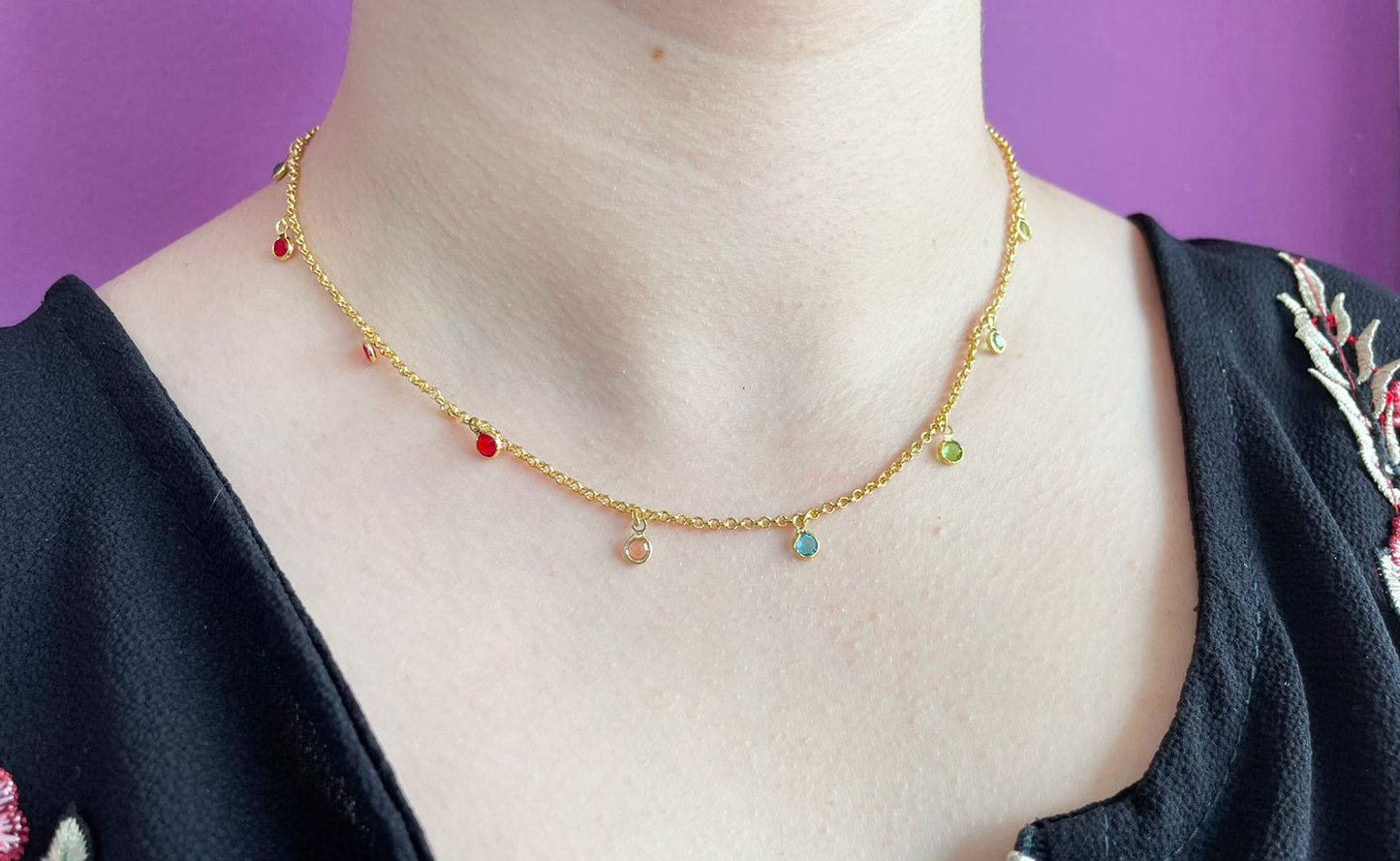 Choker cristales colgantes de colores #M16.1