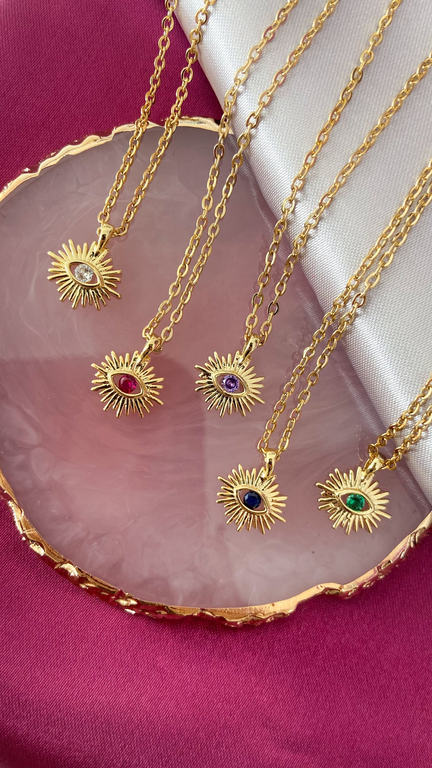 Collar ojo destellos colores zirconia #U