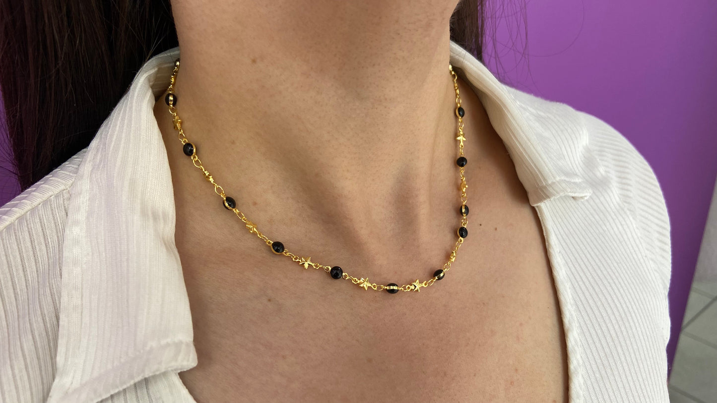 Choker circulos negros con estrella #M4