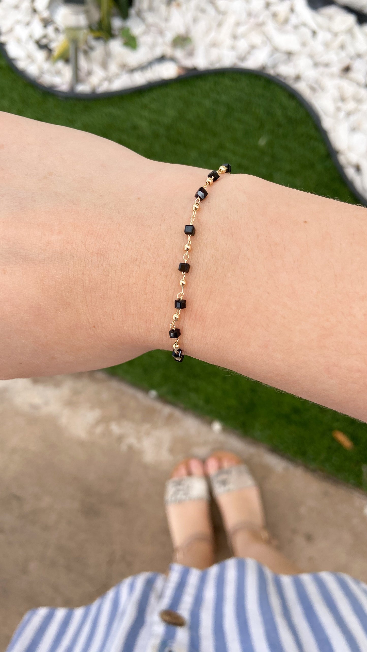 Pulsera negra cuadrada #M15