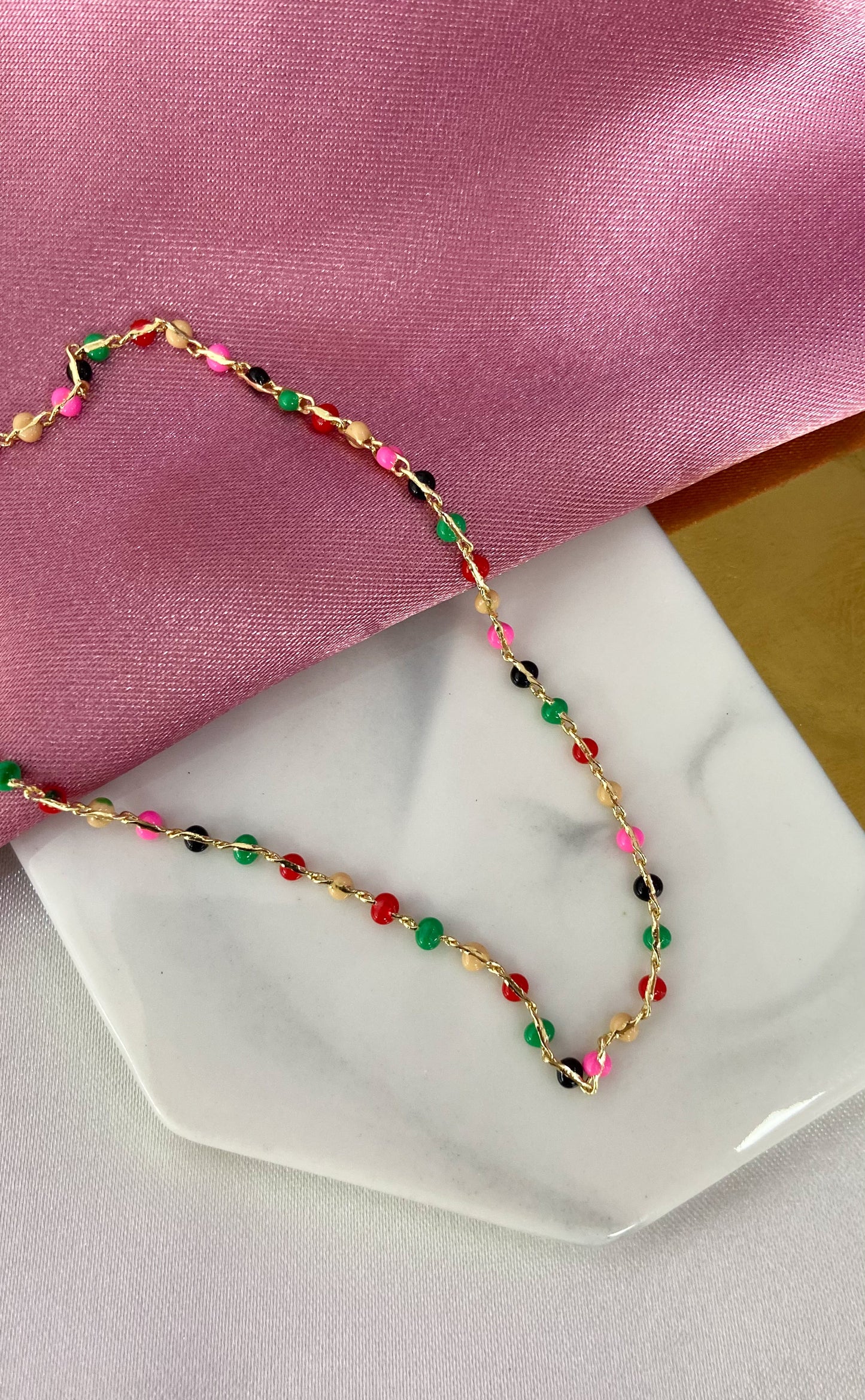 Tobillera bolitas colores resina #M16