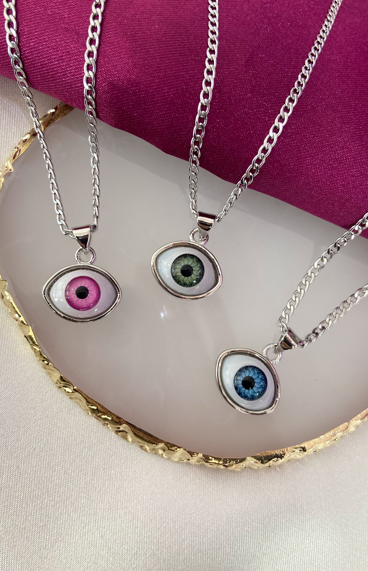 Collar ojo pupila plateado #JJ
