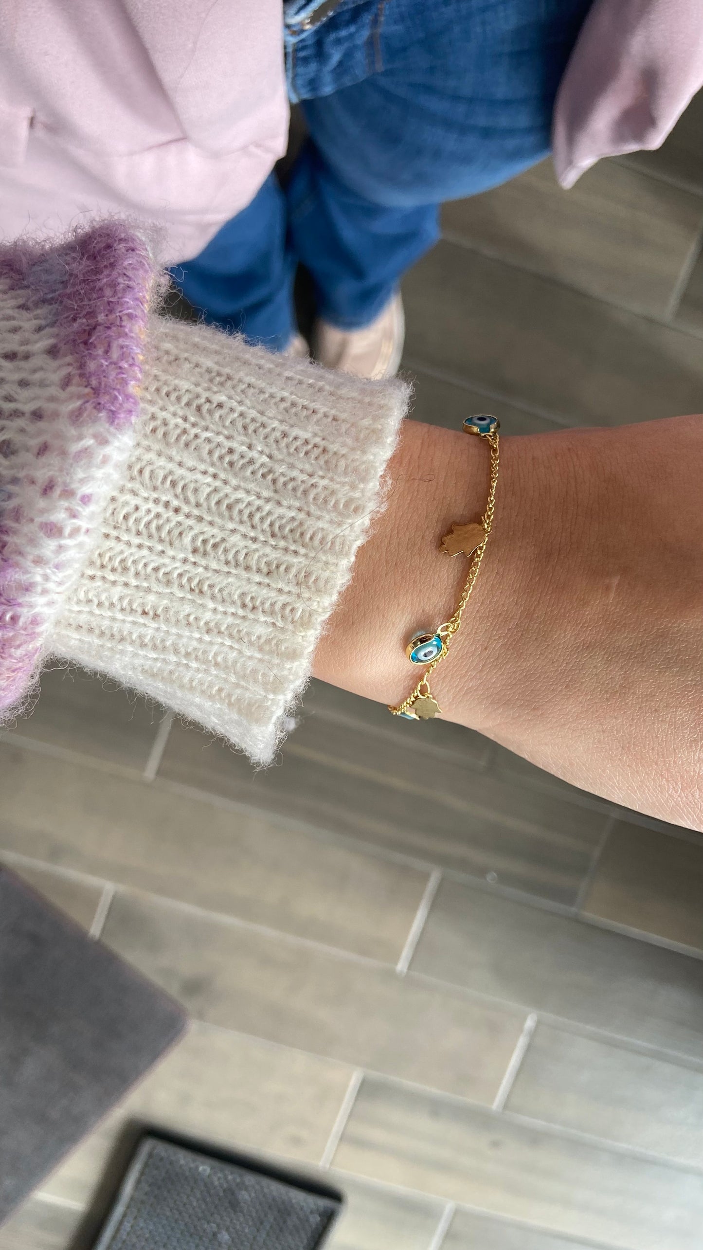 Pulsera ojo Aqua mano Fatima #M1