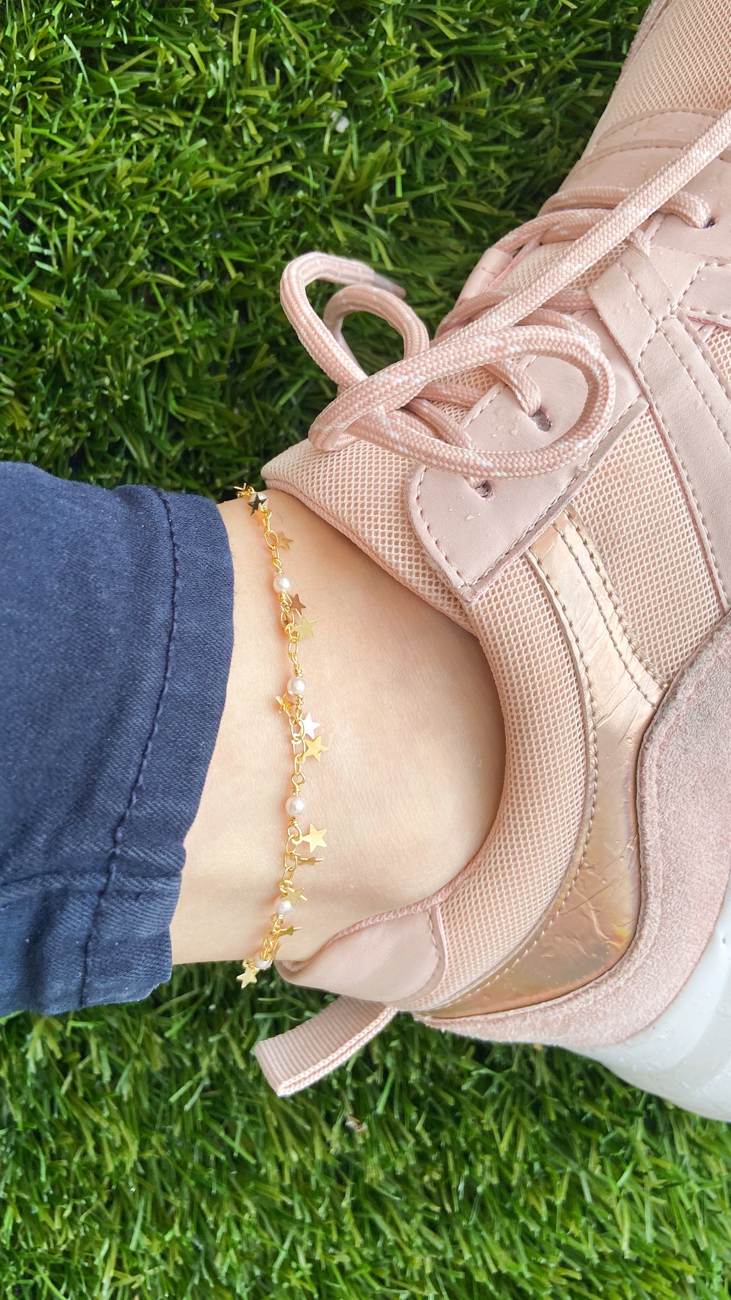 Tobillera estrellas colgante y Perlas mini #M12