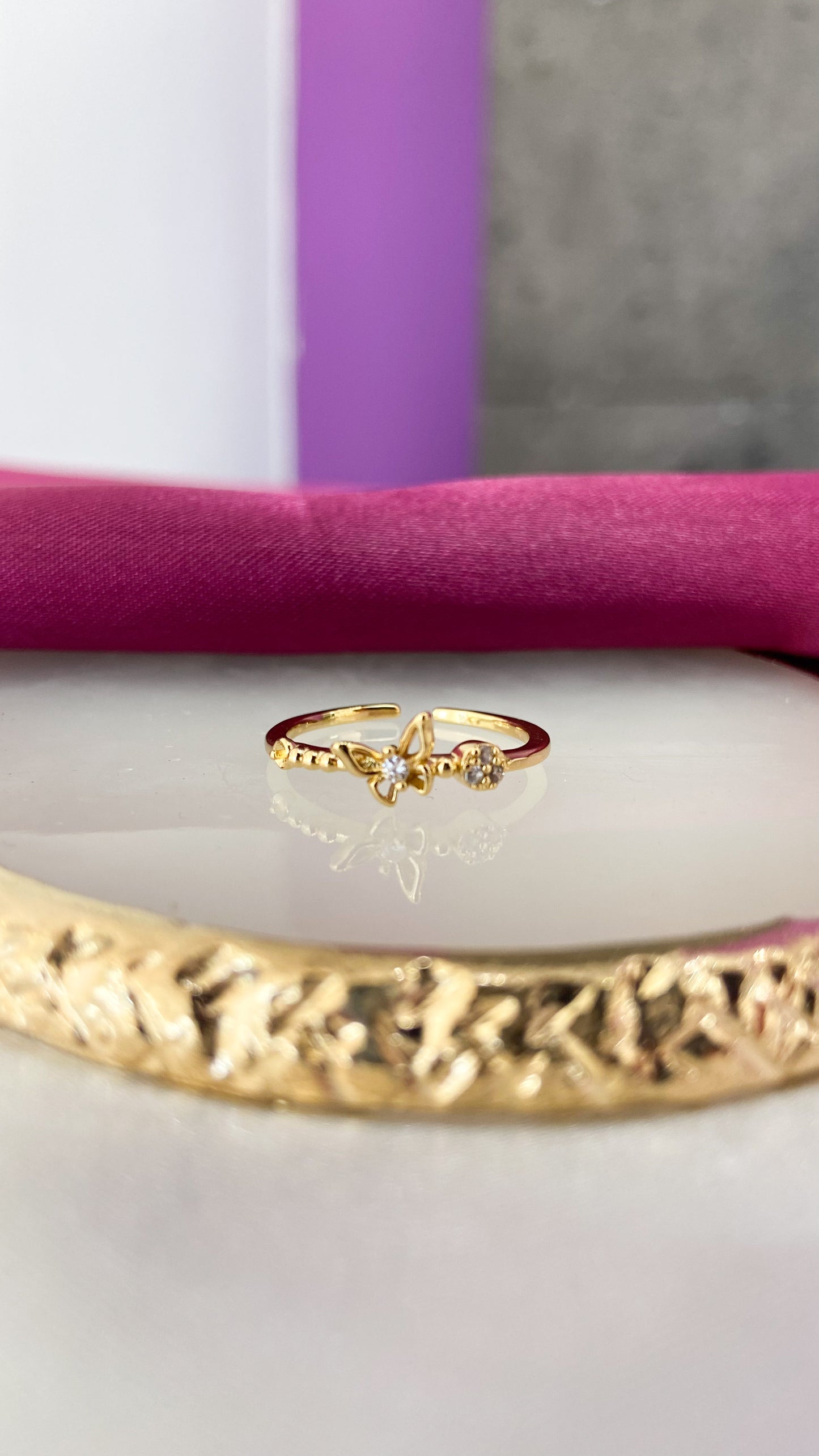 Anillo mariposa punto zirconia #22A