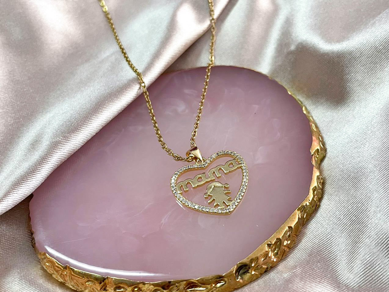 Collar corazon mama Zirconia con Niño (a) 1 # 14