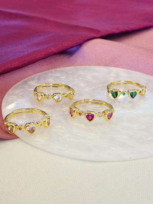 Anillo triple corazon zirconia #123