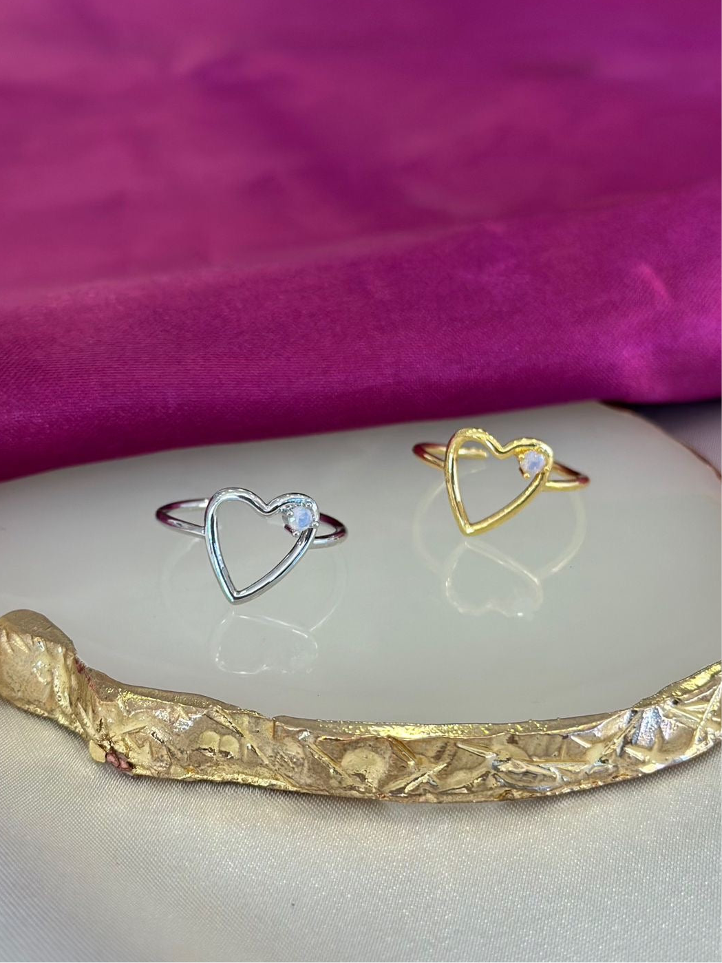 Anillo corazon hueco punto zirconia #188