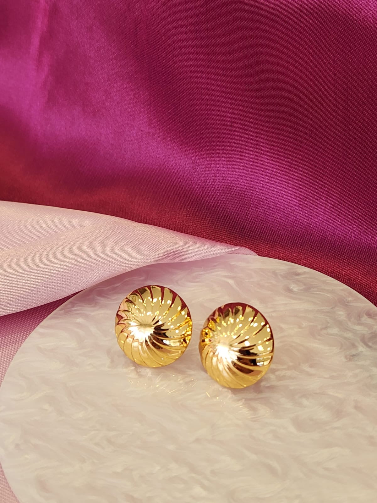 Aretes circulo lineas botones #J18