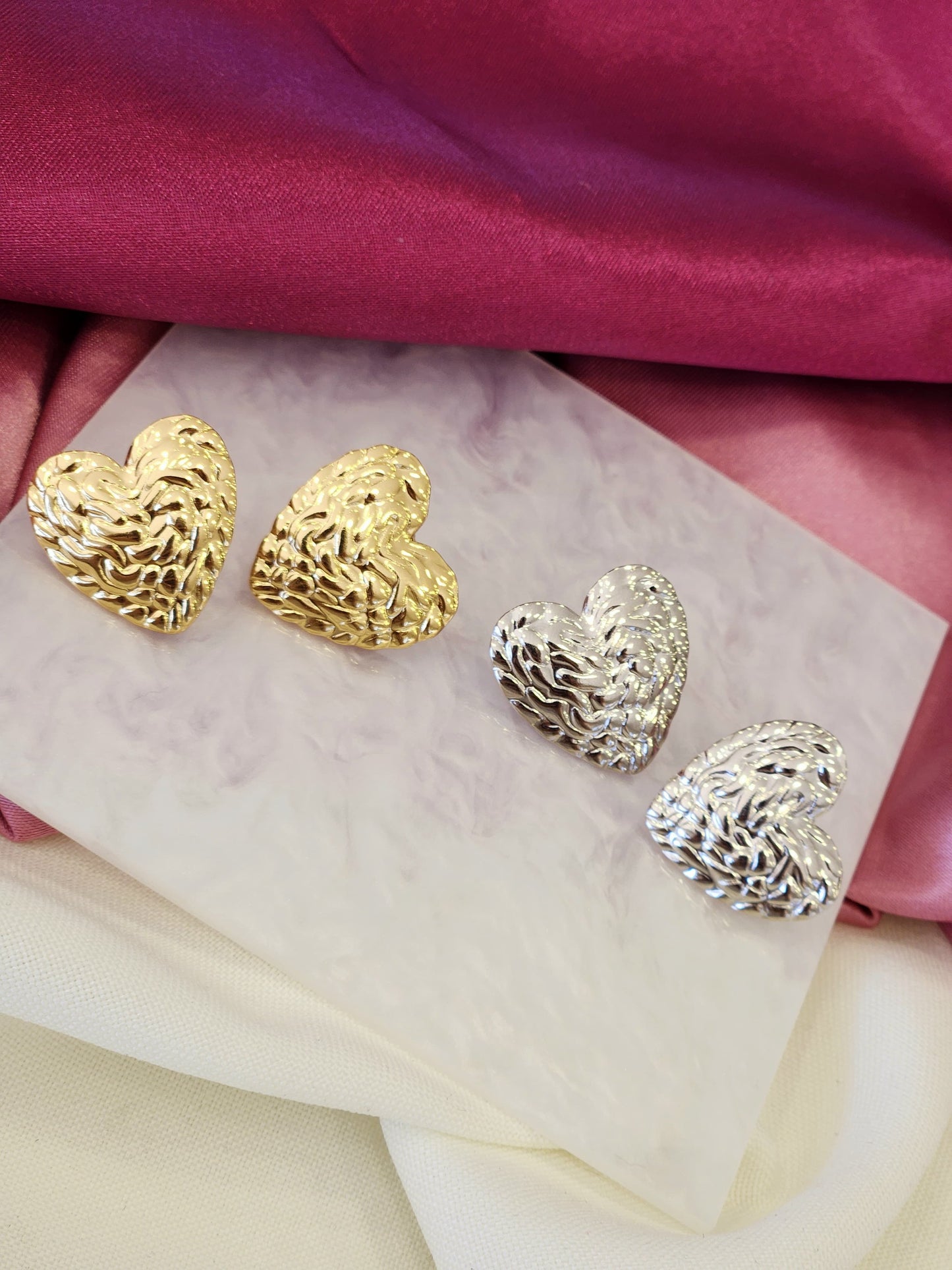 Aretes corazon textura #A16