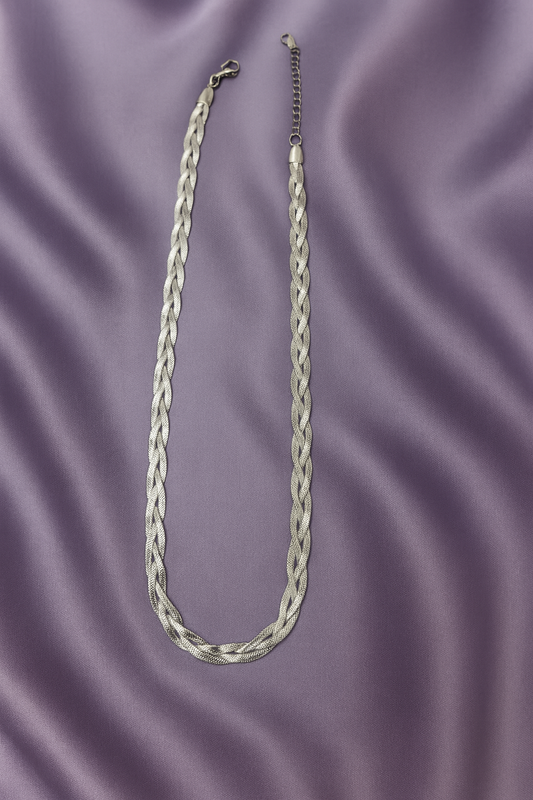 Collar trenzado plateado #A0.5