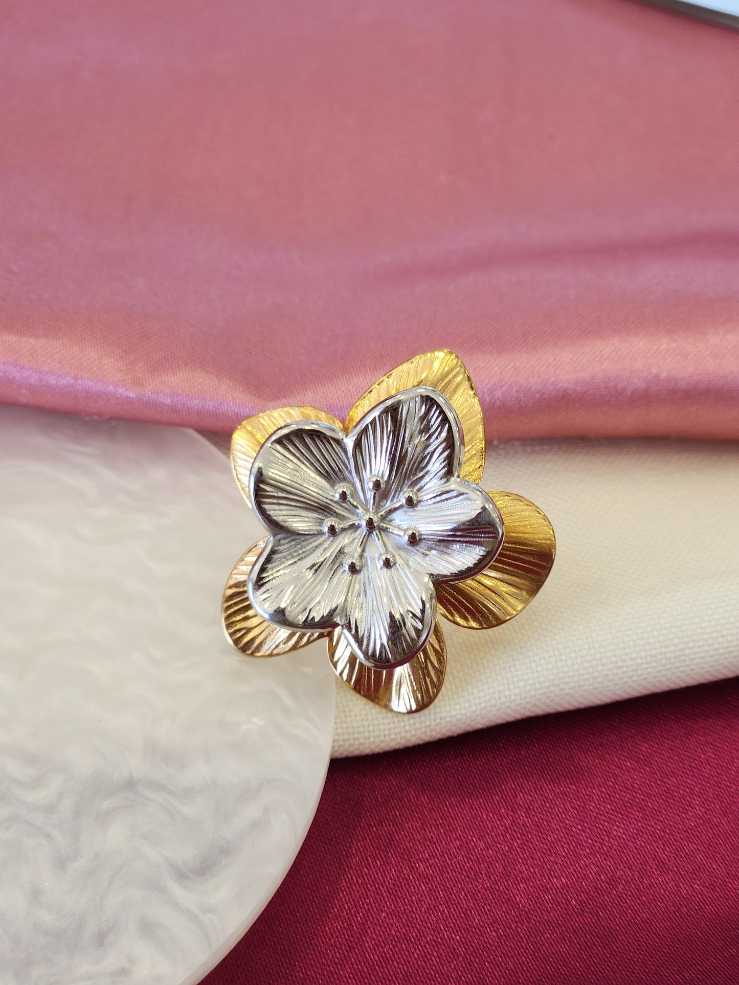 Anillo flor bicolor #F17