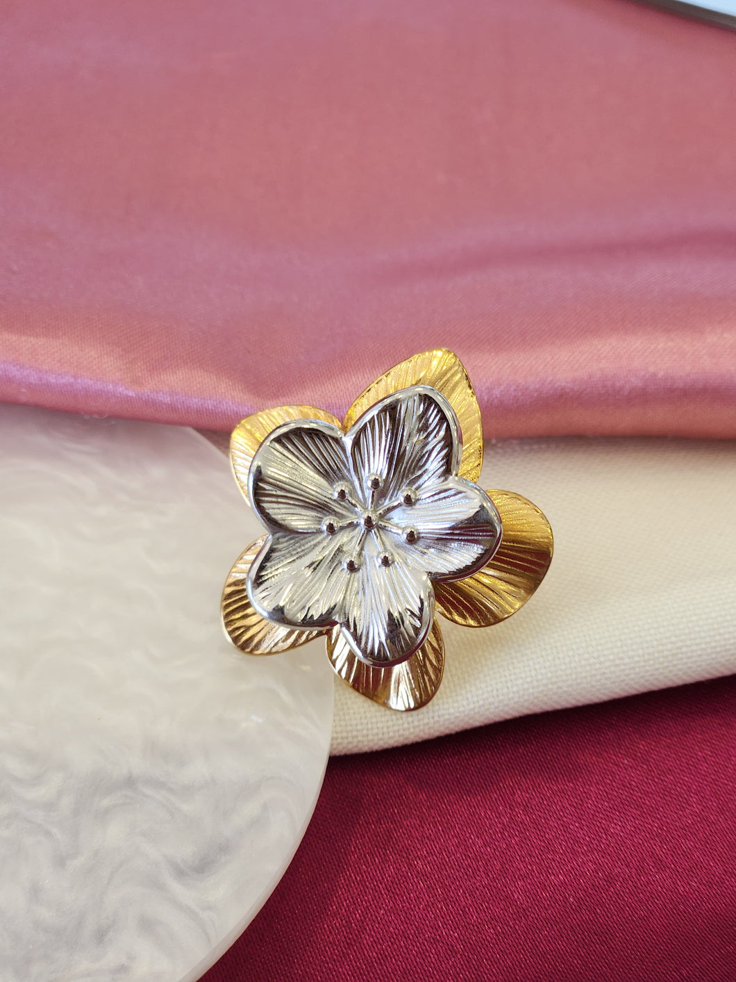 Anillo flor bicolor #F17