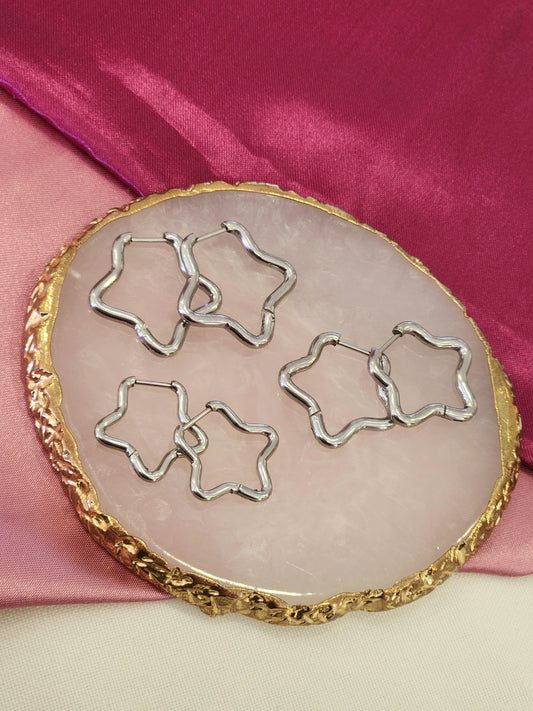 Set arracadas estrella plateado #B4.5