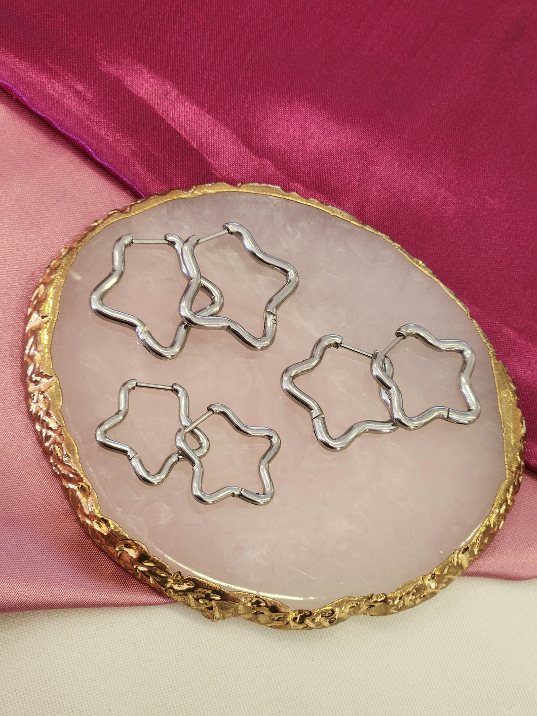 Set arracadas estrella plateado #B4.5
