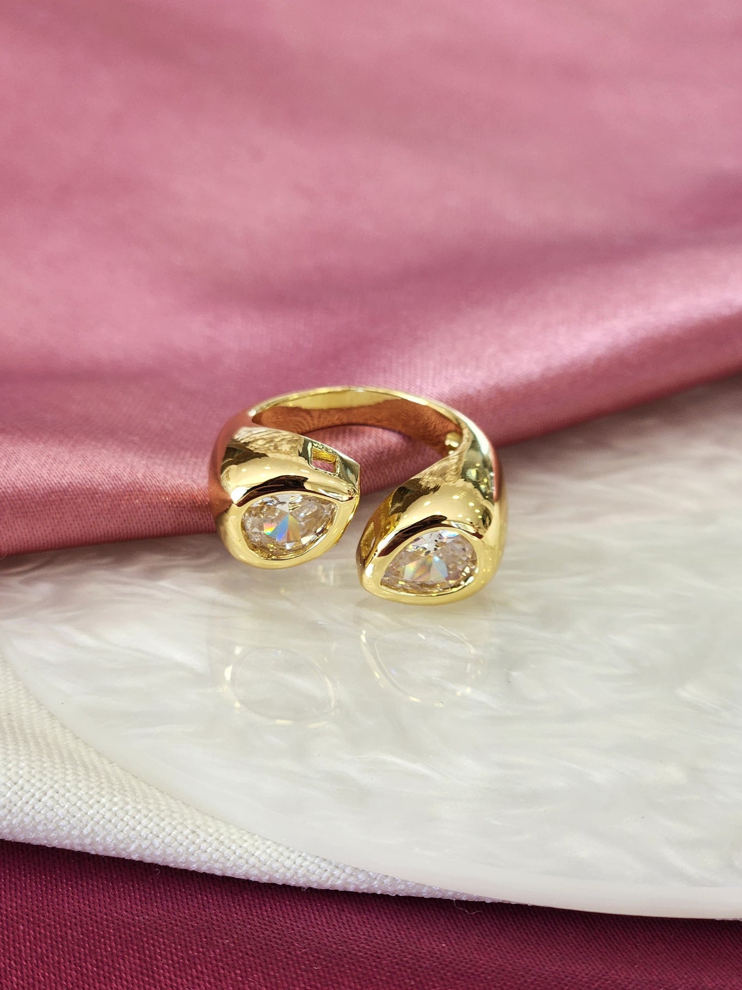 Anillo doble gota zirconia #84