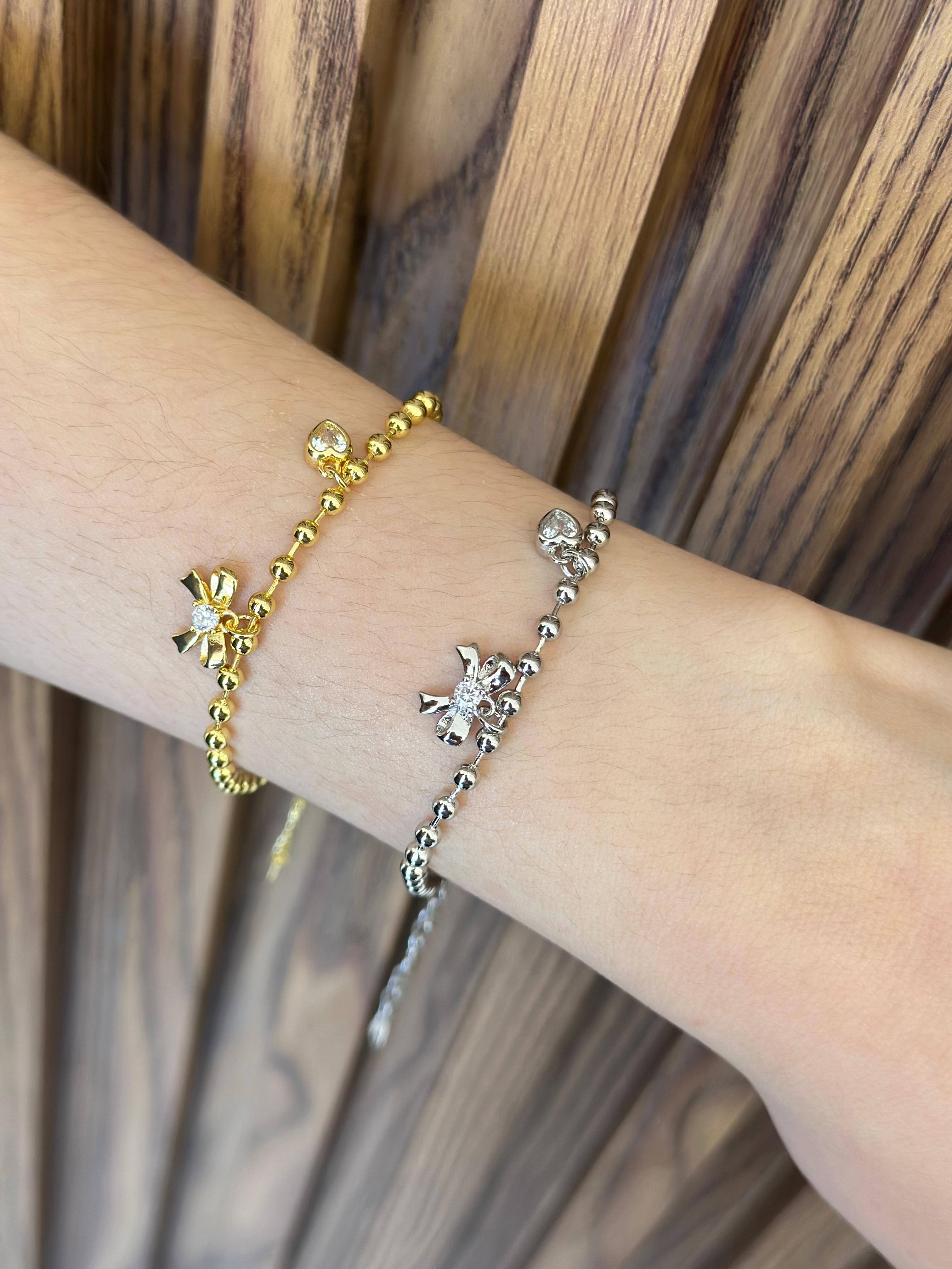 Pulsera bolitas moño #G31