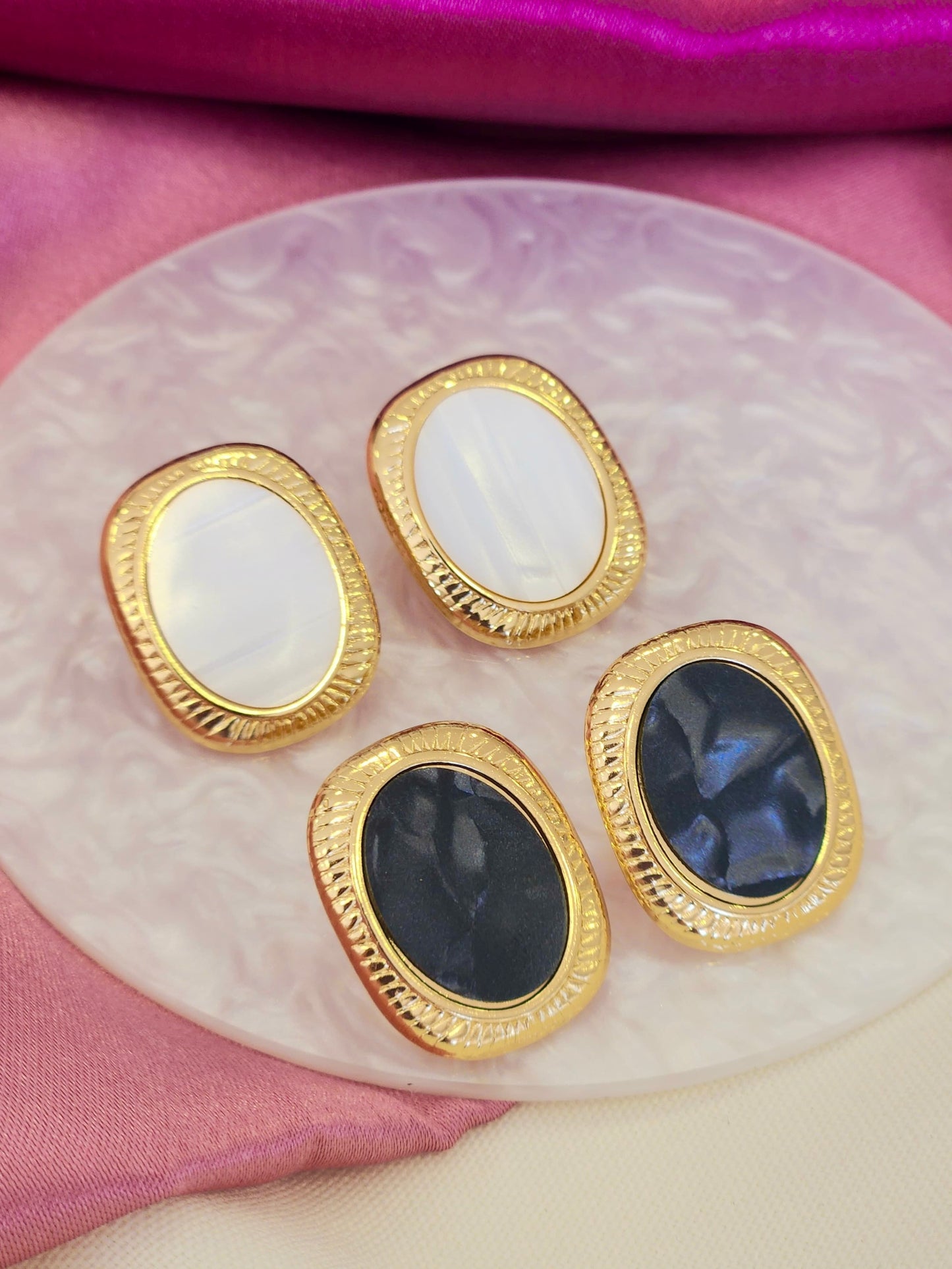 Aretes ovalados marmoleados