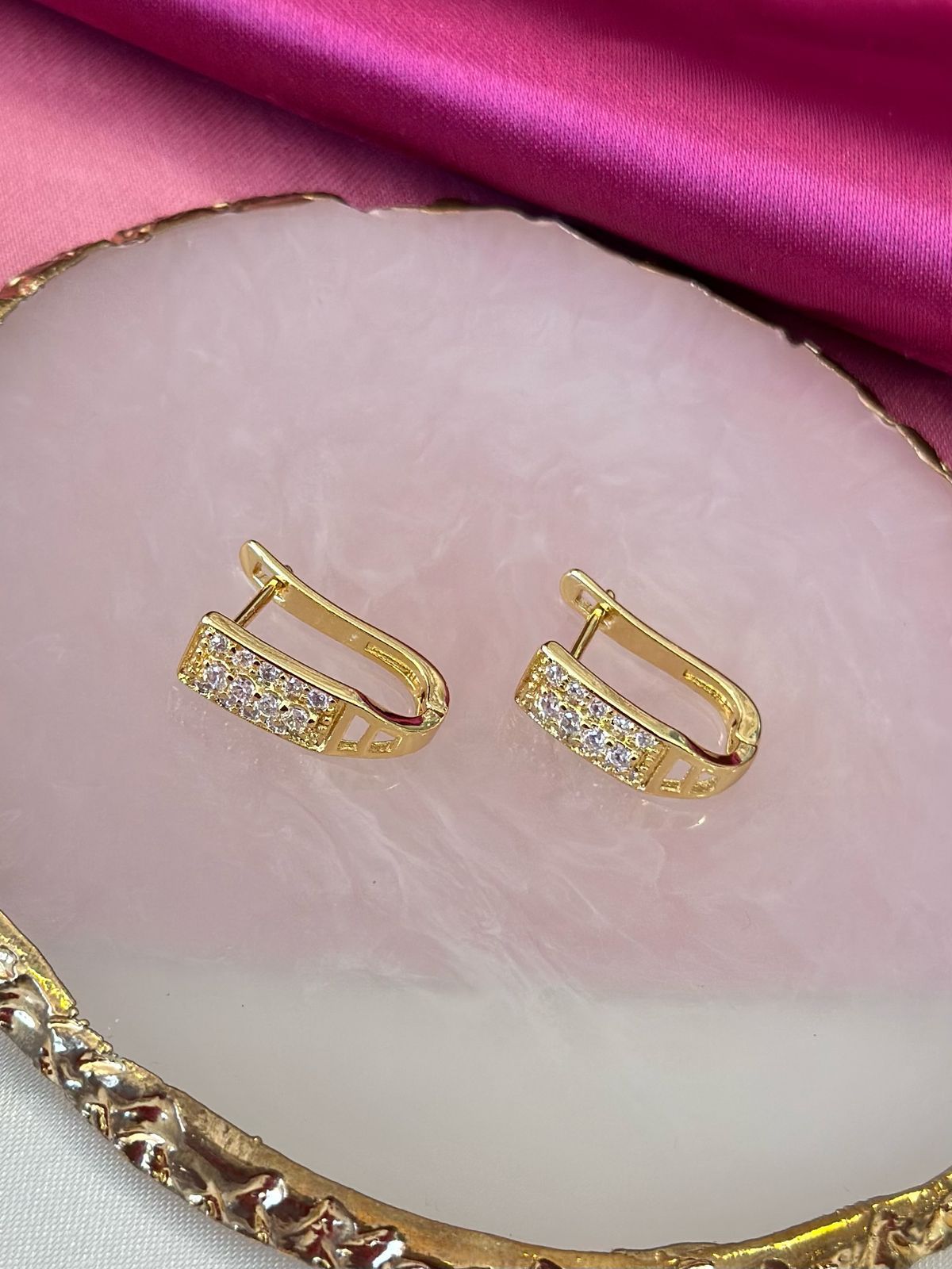 Arracadas ovaladas frente rectangular zirconia  #143