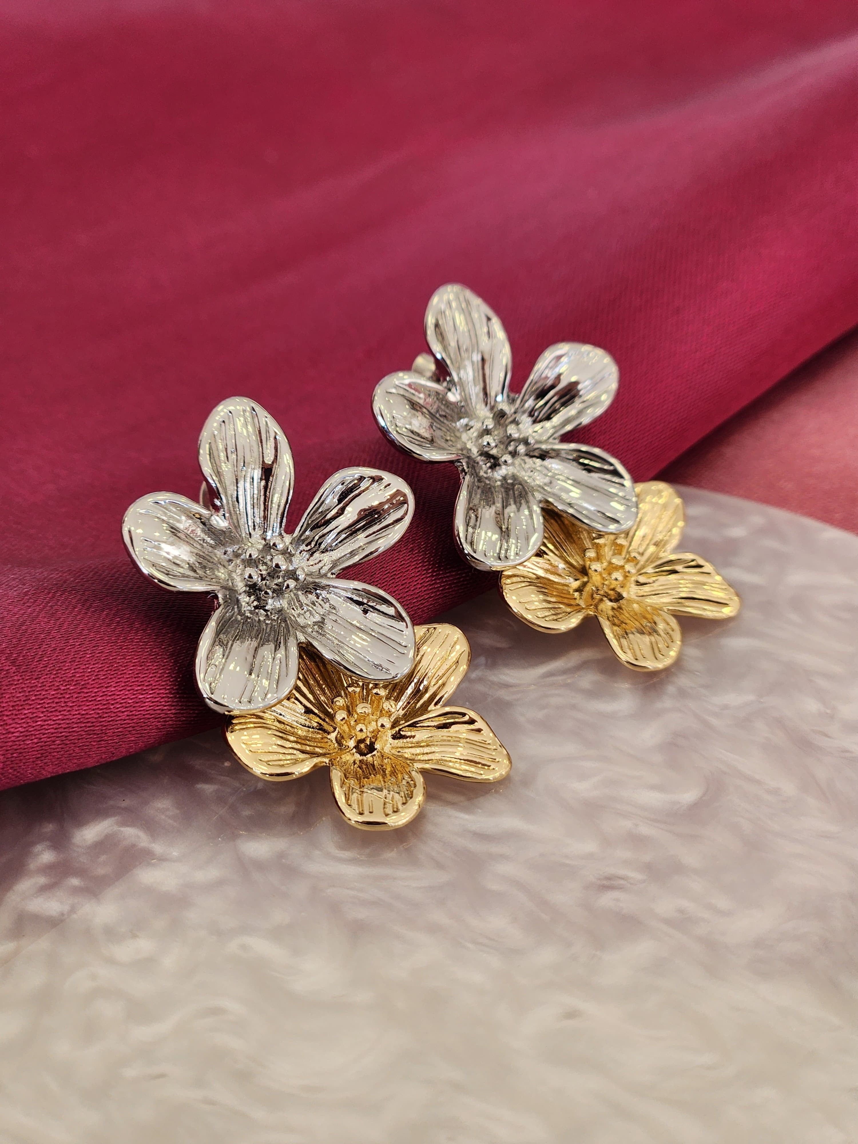 Aretes flores bicolor #E25
