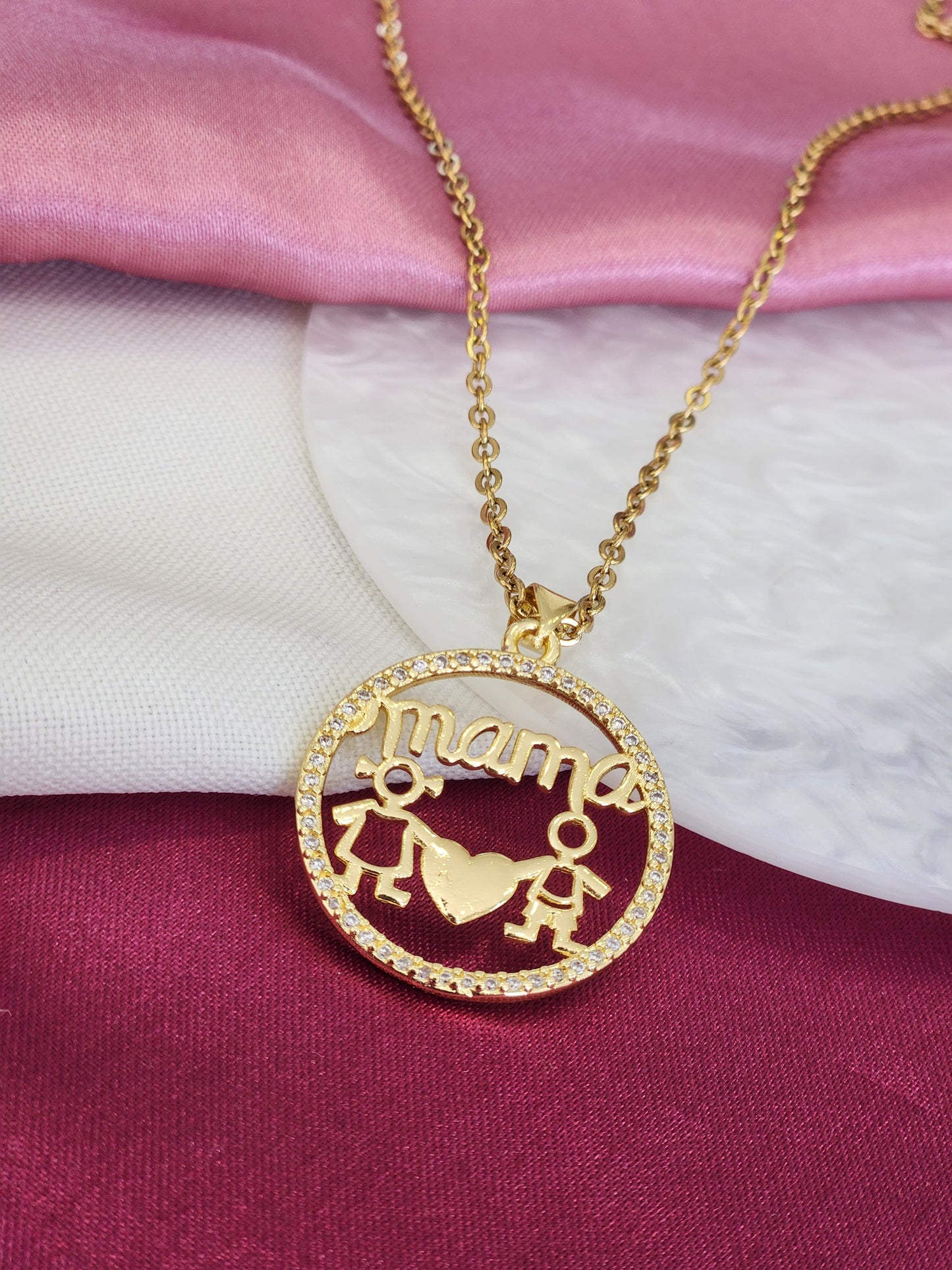 Collar circulo mama niños corazon #3