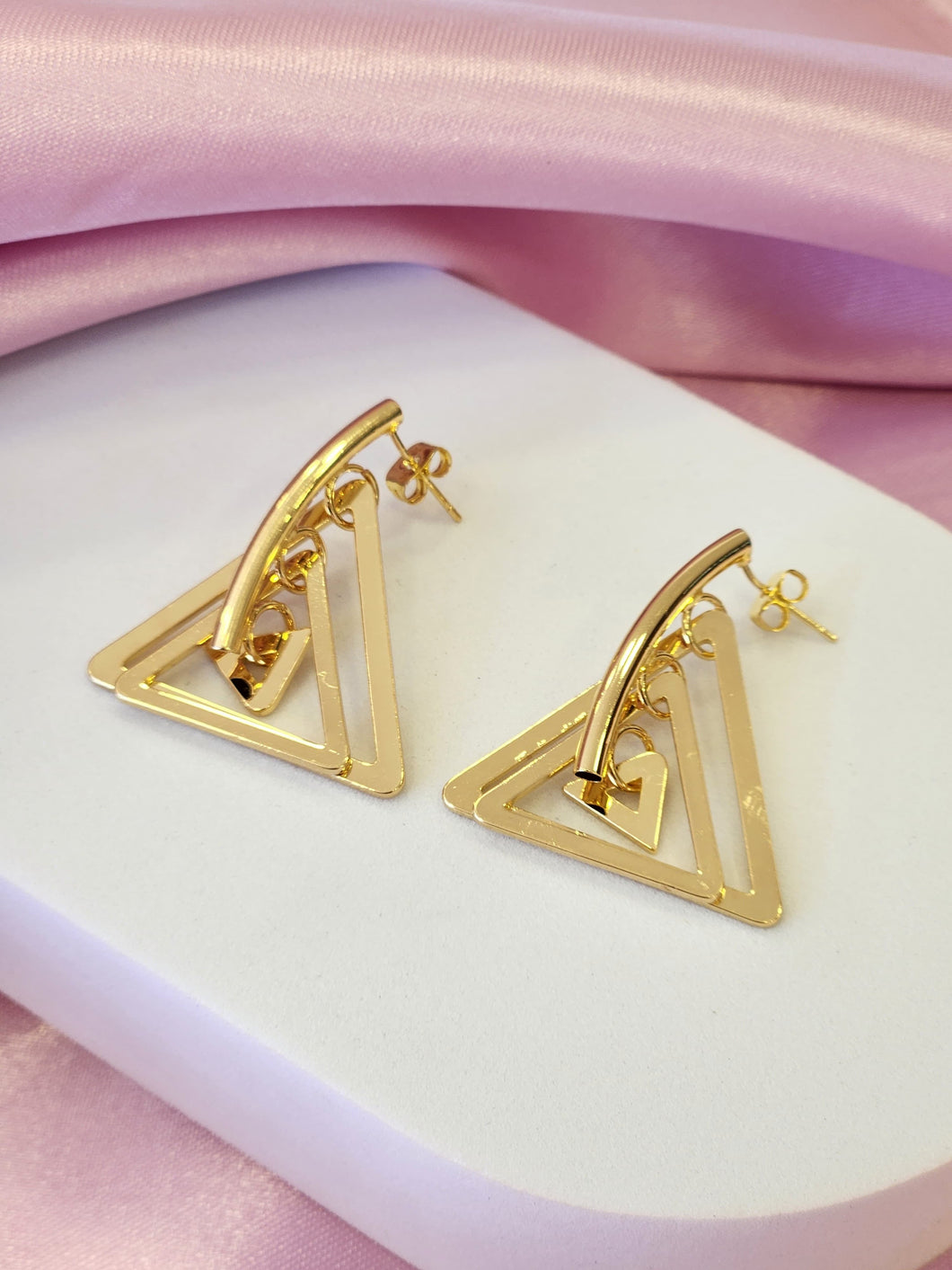Aretes triple triangulo colgante #G20