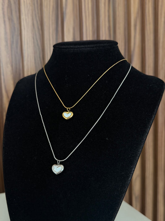 Collar corazon mini blanco #F6.1