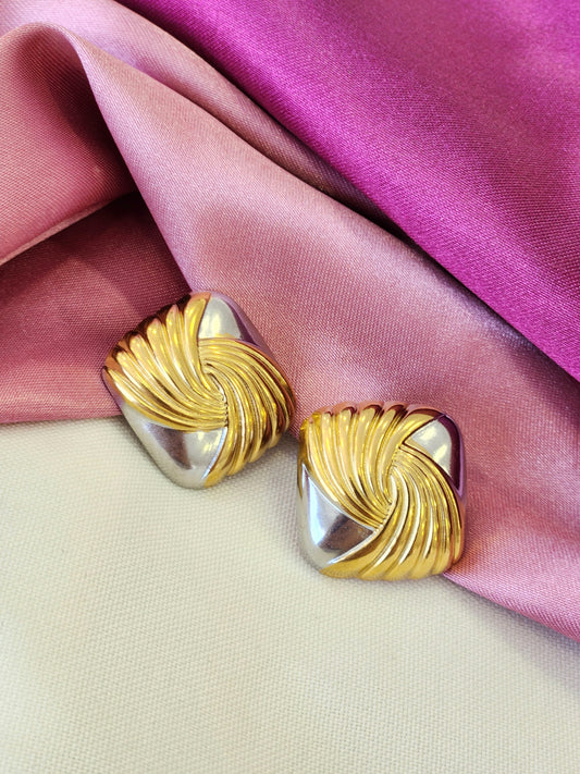 Aretes cuadrados bicolor #J27