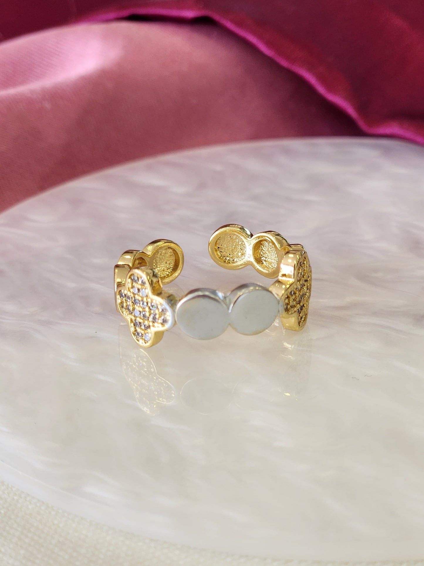 Anillo trebol circulo bicolor #239