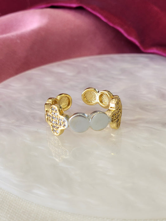 Anillo trebol circulo bicolor #239