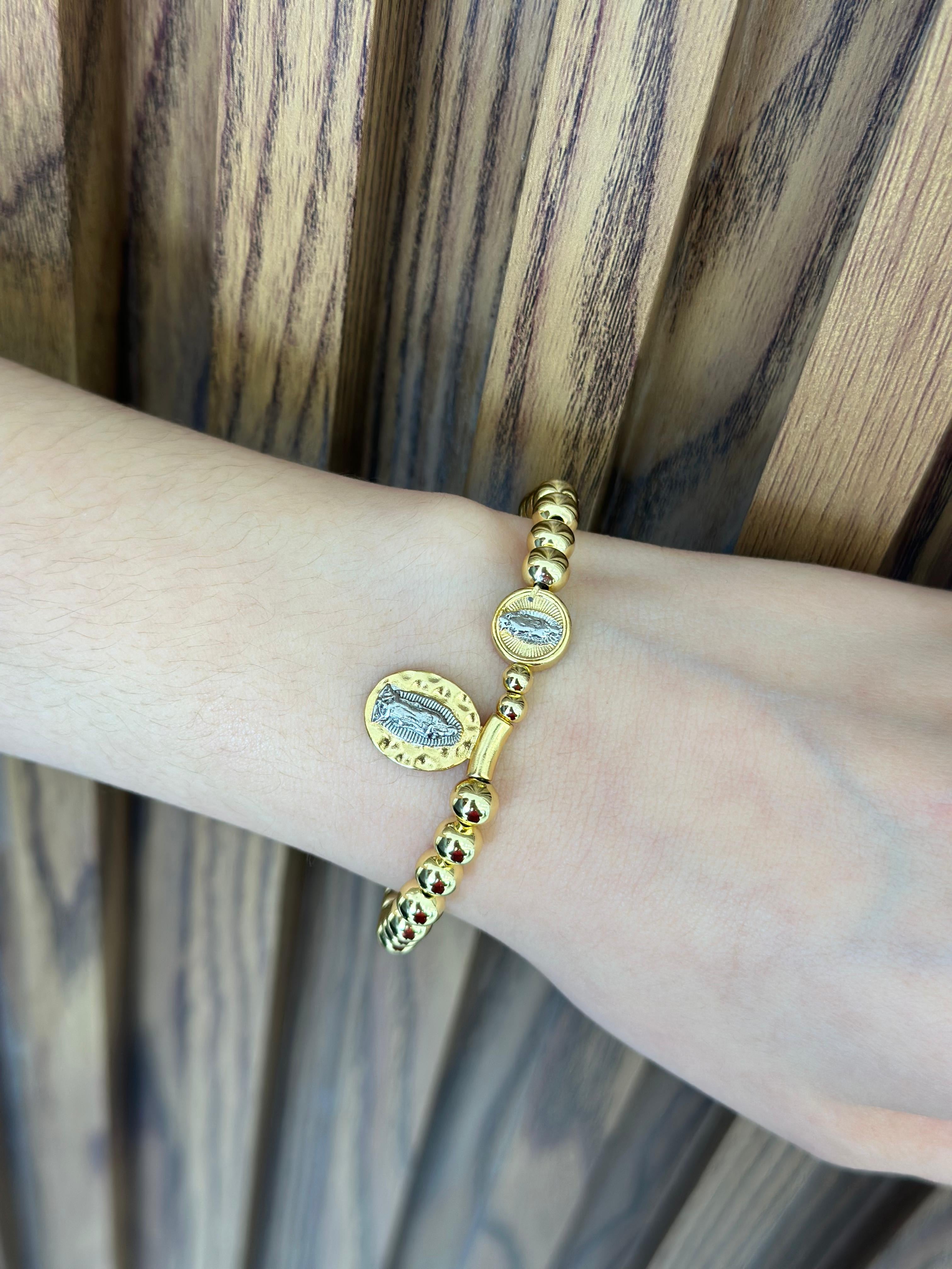 Pulsera bolitas virgencita bicolor