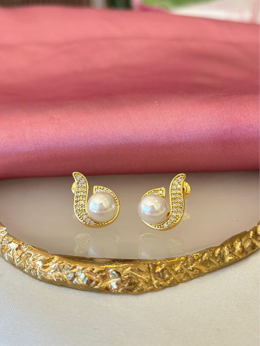 Aretes perla flama #C108