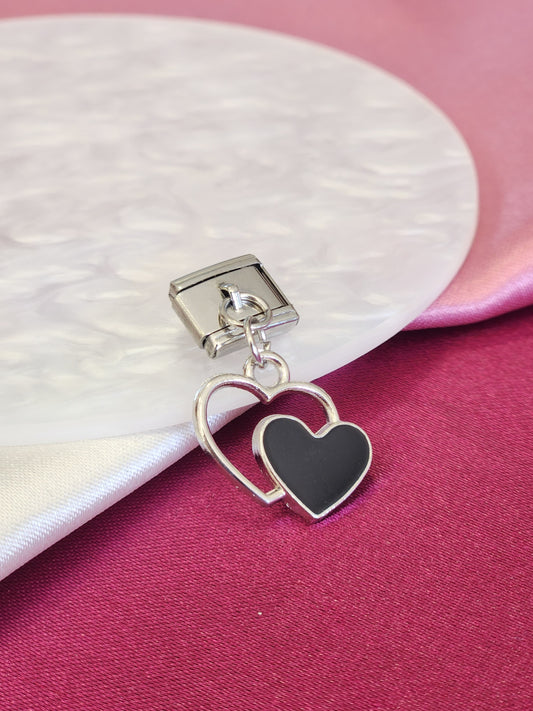 Charm doble corazon negro #14