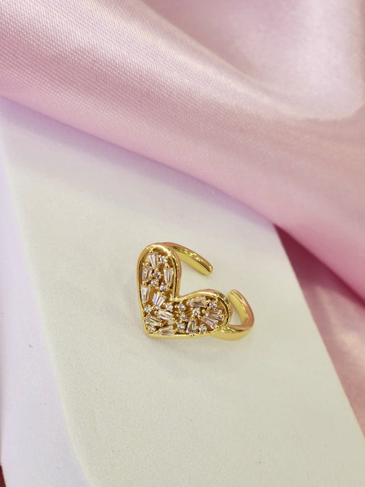 Anillo corazon con zirconias rectangulares #43