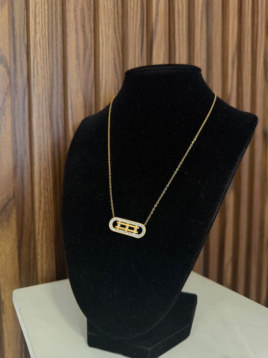 Collar 3 circulos lineas zirconia #E7.2
