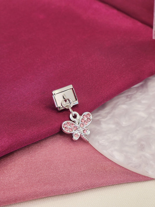 Charm mariposa colgante zirconia rosa # 1