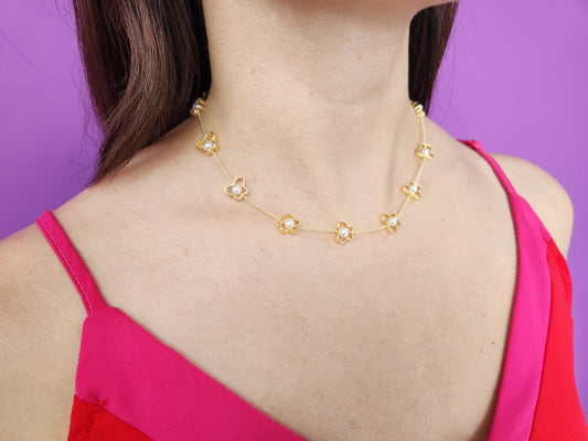 Choker mariposas perlas #M12.2