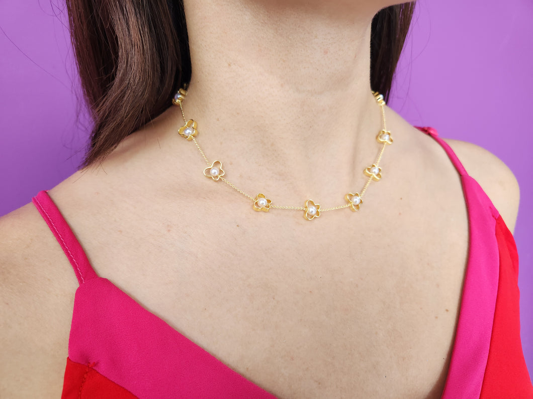 Choker mariposas perlas #K3