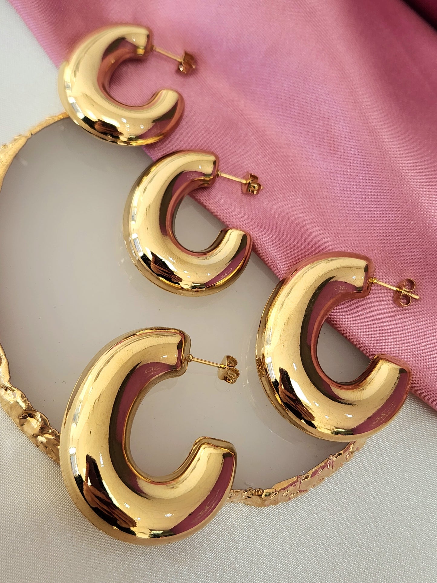 Arracadas chunky infladas grandes