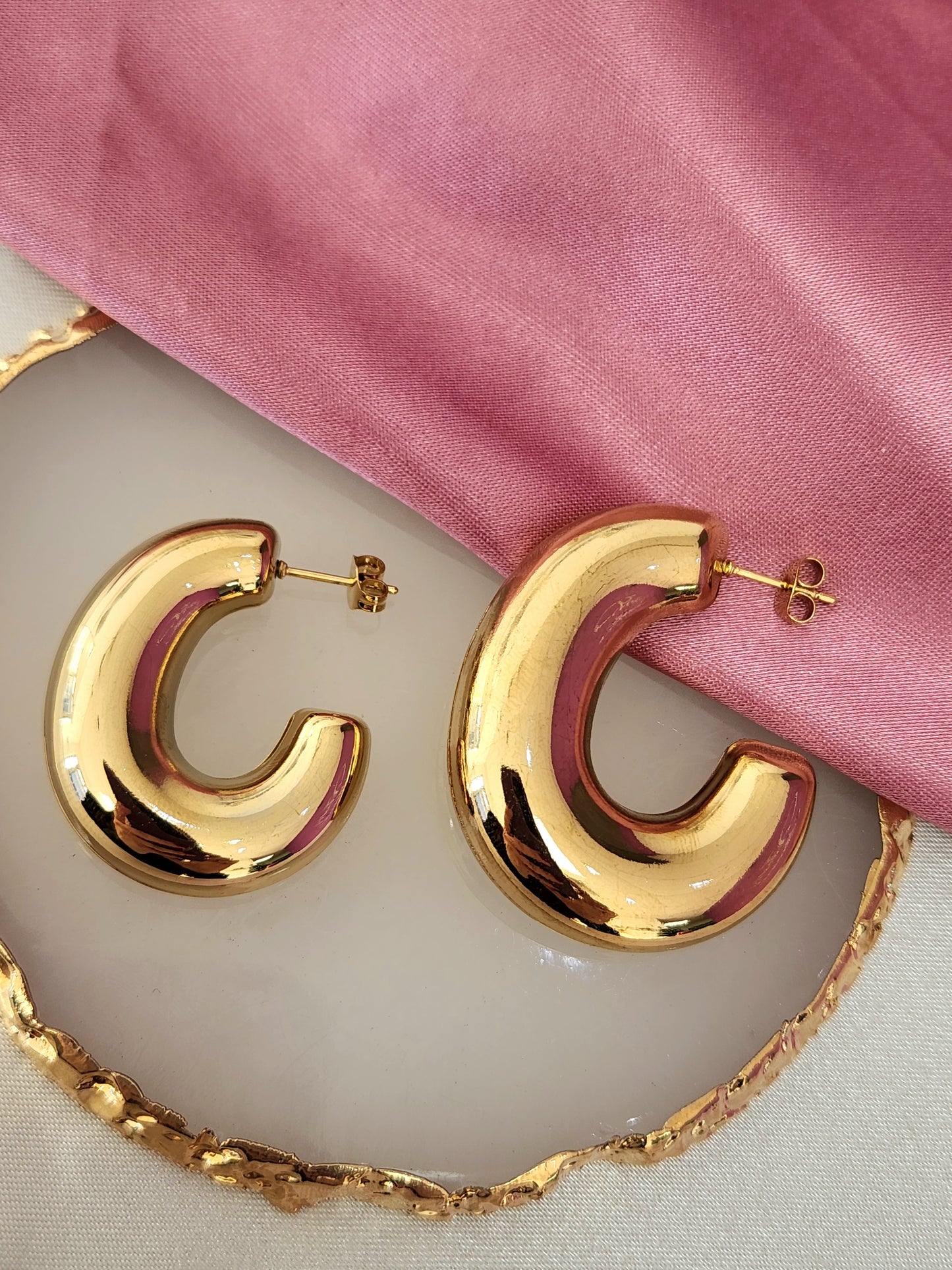 Arracadas chunky infladas grandes