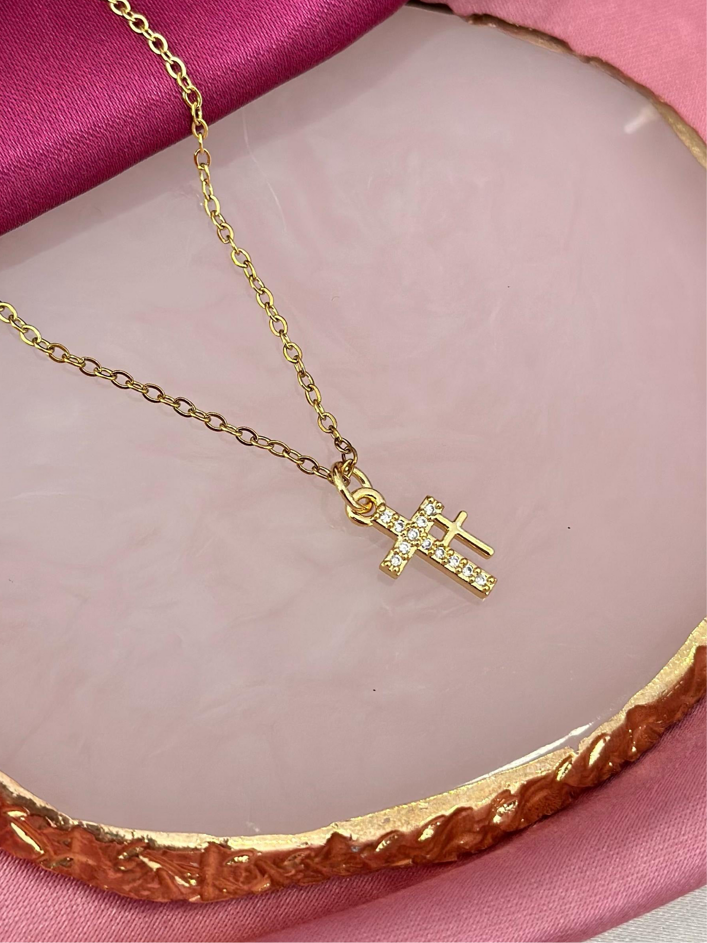 Collar doble cruz #JJ