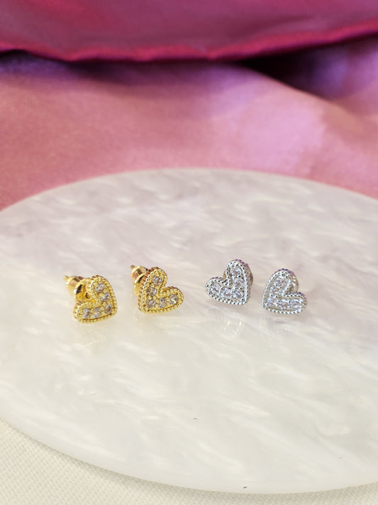 Aretes corazon zirconia mini #112