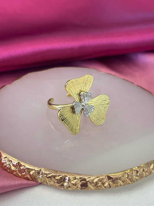 Anillo flores bicolor #219