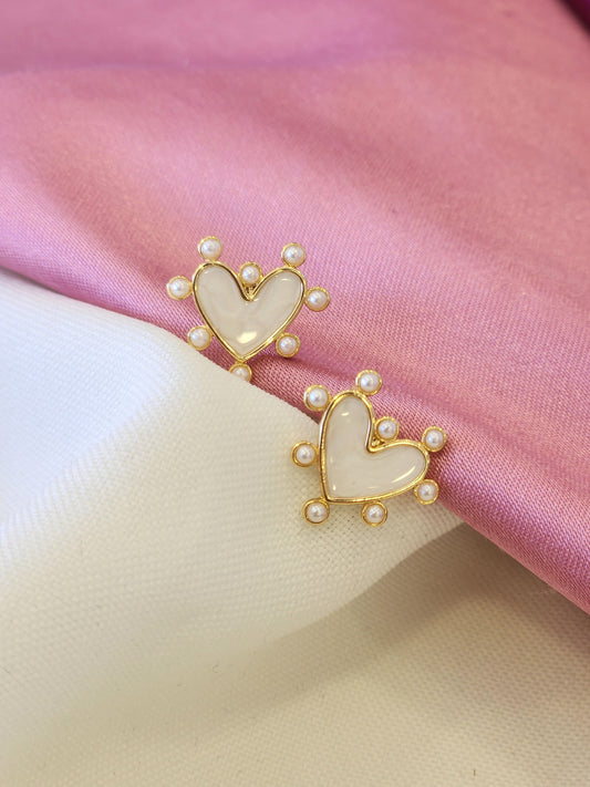 Aretes corazon perlas #79