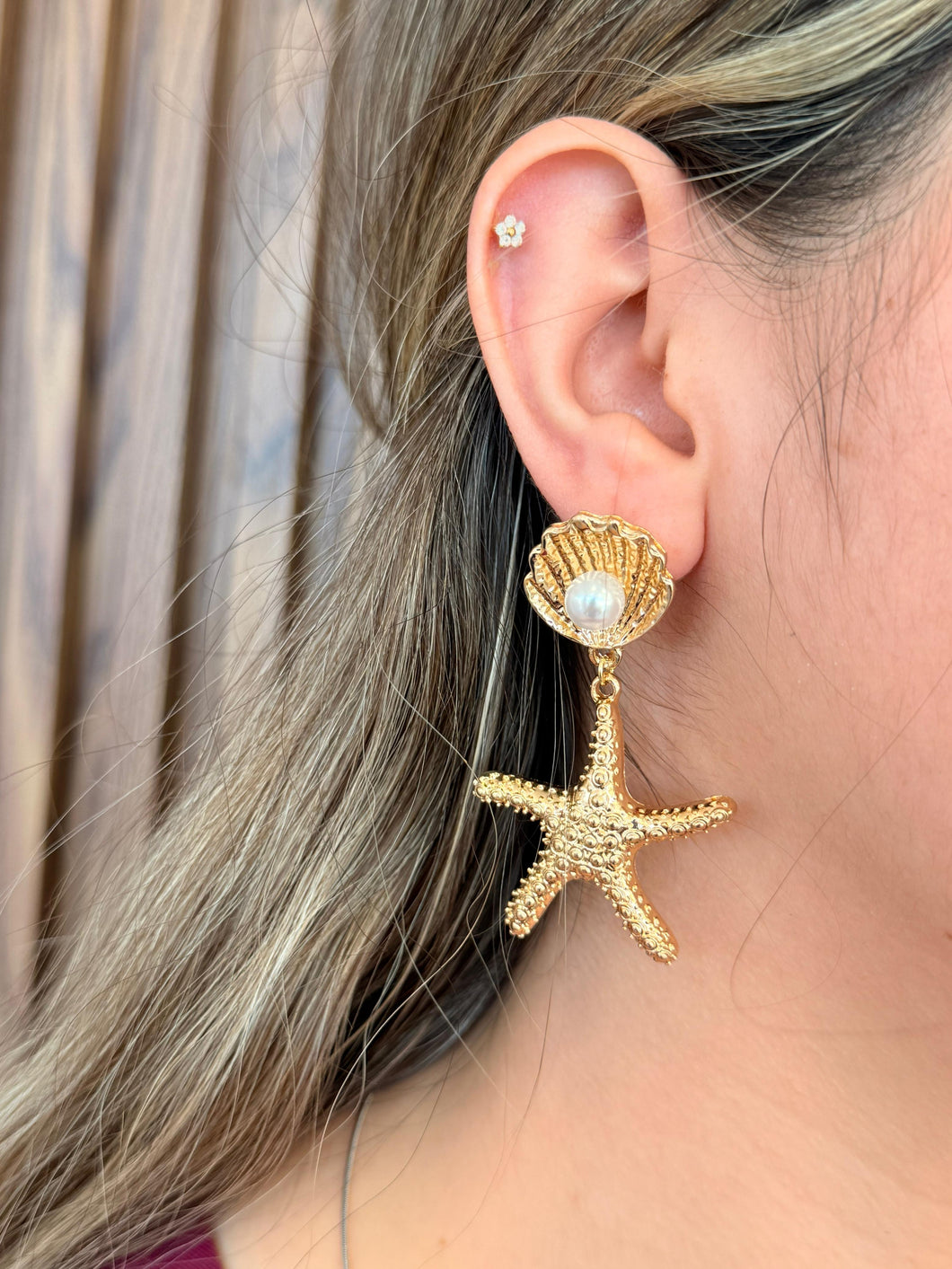 Arete concha y estrella de mar colgante