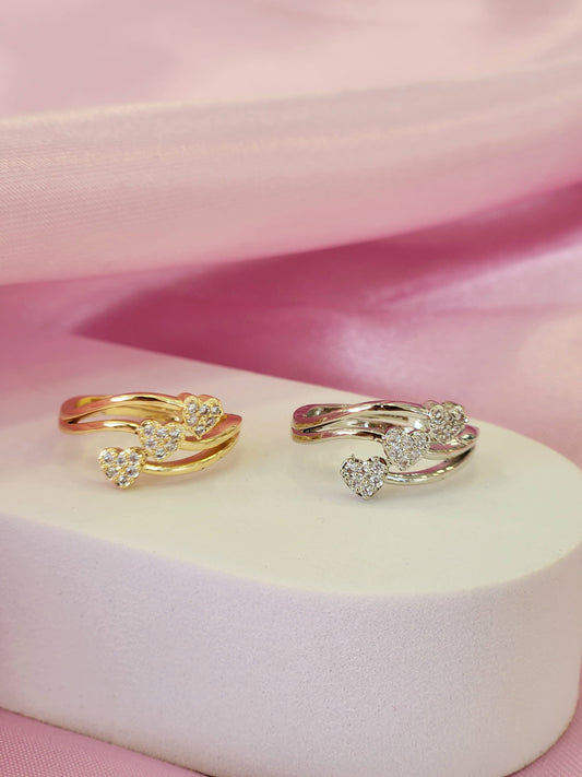 Anillo triple corazon zirconia #147